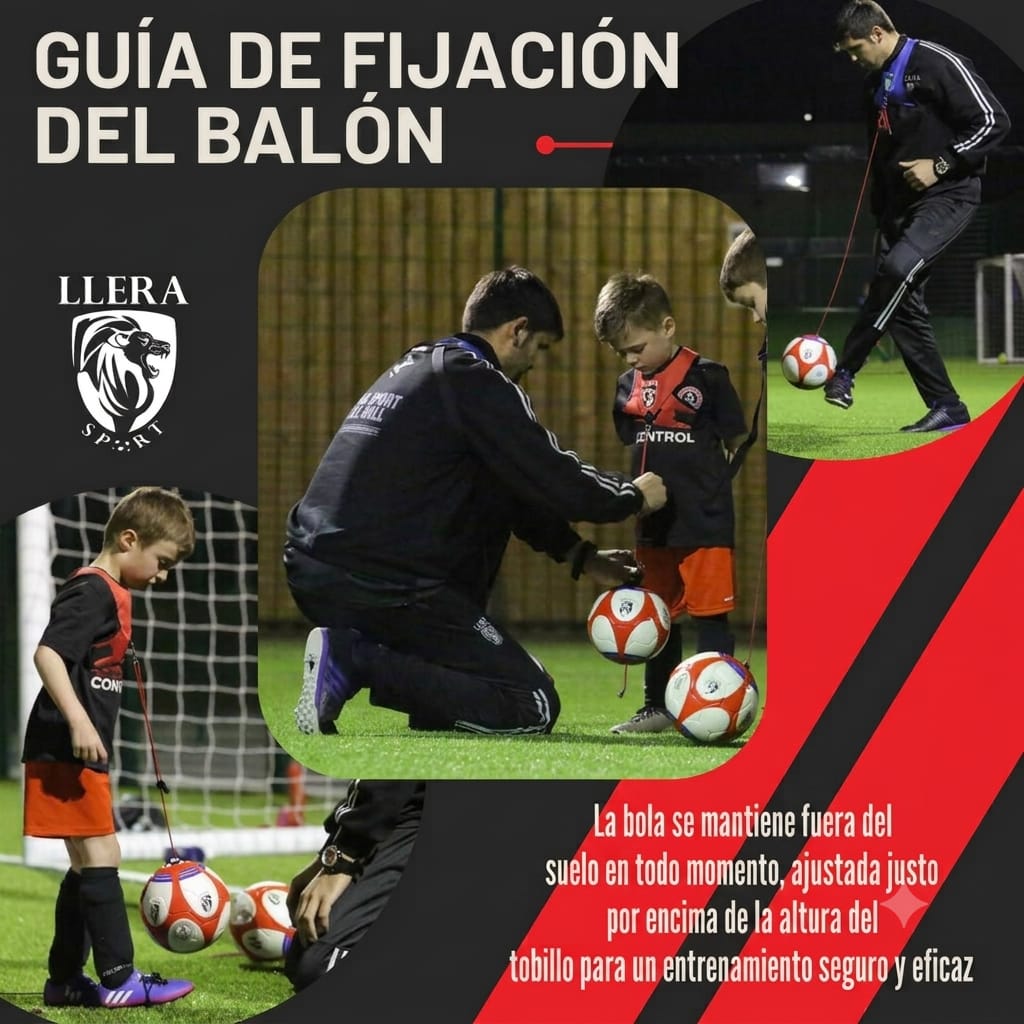 Guía paso a paso sobre cómo ajustar y fijar el balón con seguridad en el arnés Llera Sport