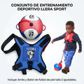 Kit de fútbol infantil Llera Sport Skill Ball arnés azul ajustable y balón de piel talla 2 para niños de 2 a 6 años
